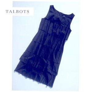 Talbots Tiered Sheath Black Dress Size 2 Cotton